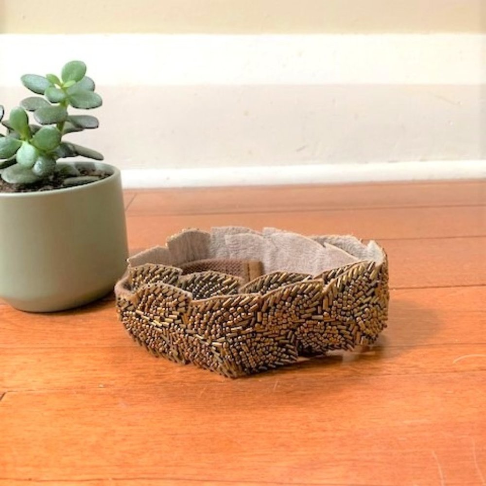 Anthropologie Gold Beaded Stretch Belt